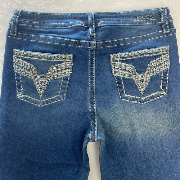 Vigoss Crop Straight Jeans Embroidered Pockets Womens sz 12 - Picture 4 of 10